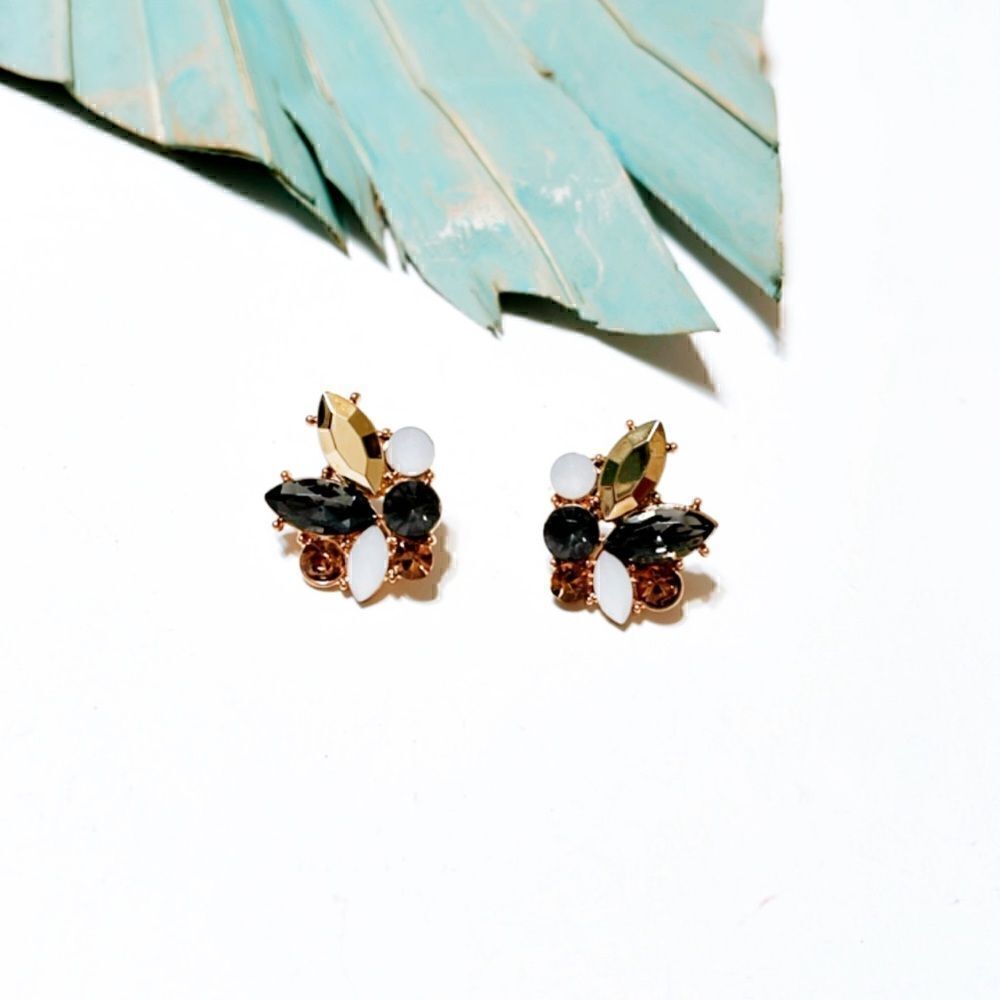 Rhinestone decor earrings  #219